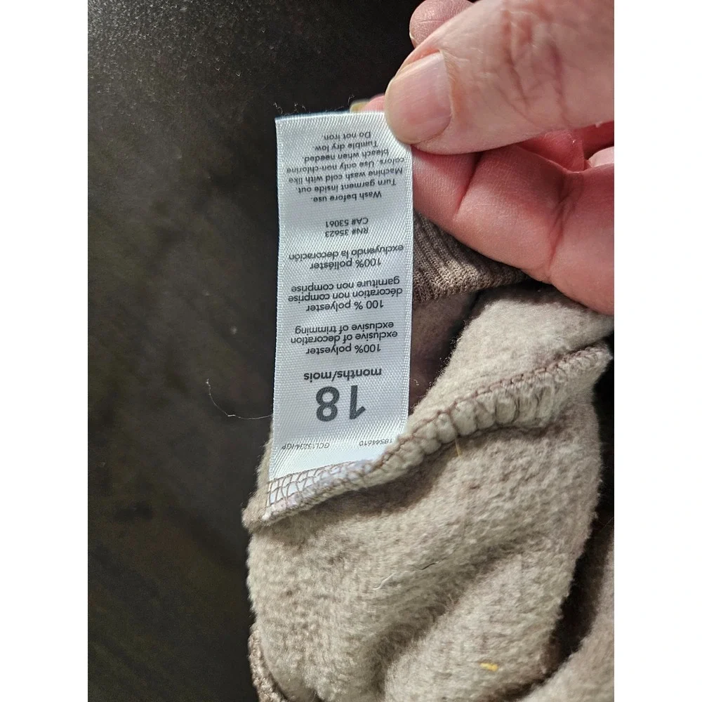 Carter's Raccoon Hoodie Vest Brown Fleece Zip Up Sleeveless Toddler 18M‎ Cute